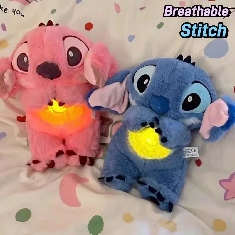 New 30Cm Plush Breathing Stitch Doll Soothing Peluche Lilo&Stitch Kawaii Toy Anime Music Light Child Sleep Model Kid Gift