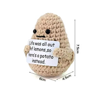 New Positive Energy Potato Hug Pocket Mini Handmade Plush Wool Knitting Doll with Card Funny Christams Gift Home Room Decoration