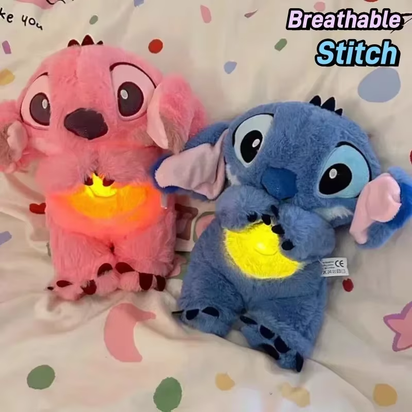 New 30Cm Plush Breathing Stitch Doll Soothing Peluche Lilo&Stitch Kawaii Toy Anime Music Light Child Sleep Model Kid Gift