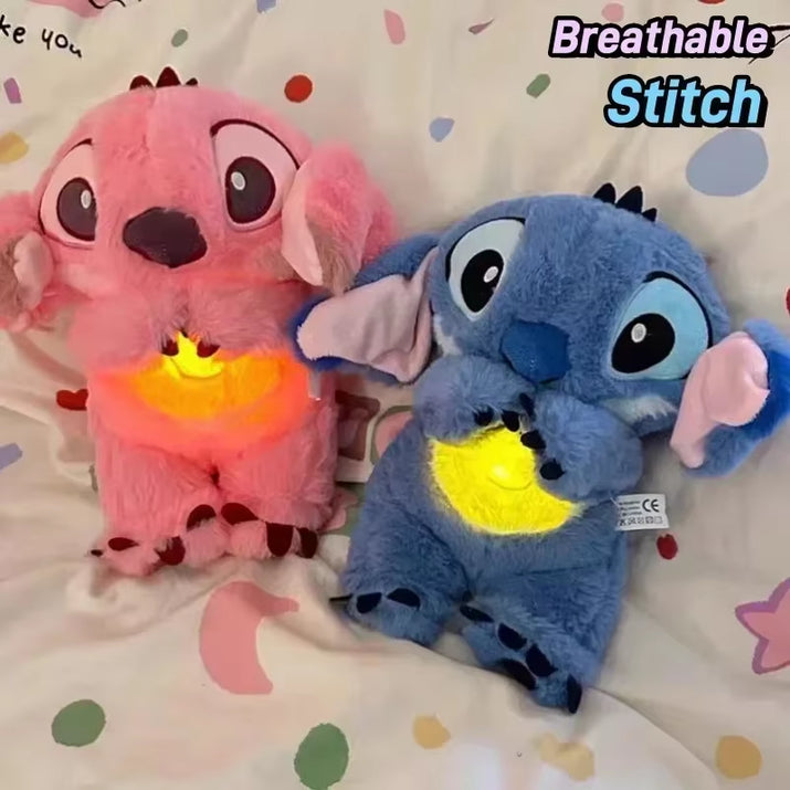 New 30Cm Plush Breathing Stitch Doll Soothing Peluche Lilo&Stitch Kawaii Toy Anime Music Light Child Sleep Model Kid Gift